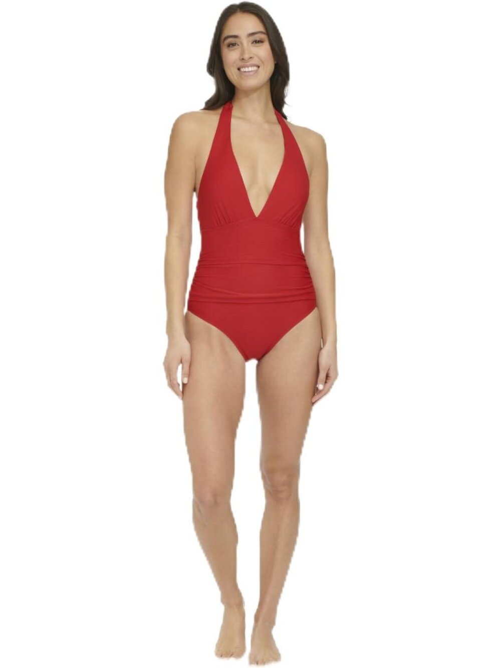 Tommy Hilfiger Womens Halter One-Piece Swimsuit Scarlet Red Size 10 NWT